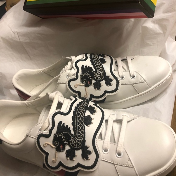 Gucci Remix Ace Dragon Patch White Sneakers 12 - Picture 2 of 14